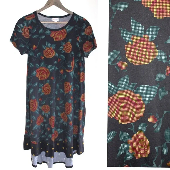 Floral Flowy Pull On Mixed Pattern Oversized Short Sleeve Dress Small Medium - Picture 1 of 6